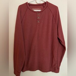 xSOLD Aeropostale Henley, Long-Sleeve, XL, Lt Washed Burgundy, Men